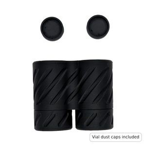 Two press-on dust caps included. Once the flip-off is popped they press over the crimp and keep the stopper covered.