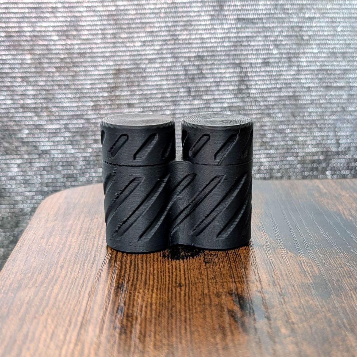 Closed. Two vials, one case, two independent screw caps. Printed to order in the color you pick.