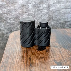 Each slot fits standard 16 mm crimp-top vials up to 40 mm tall including the flip-off. Vial not included.